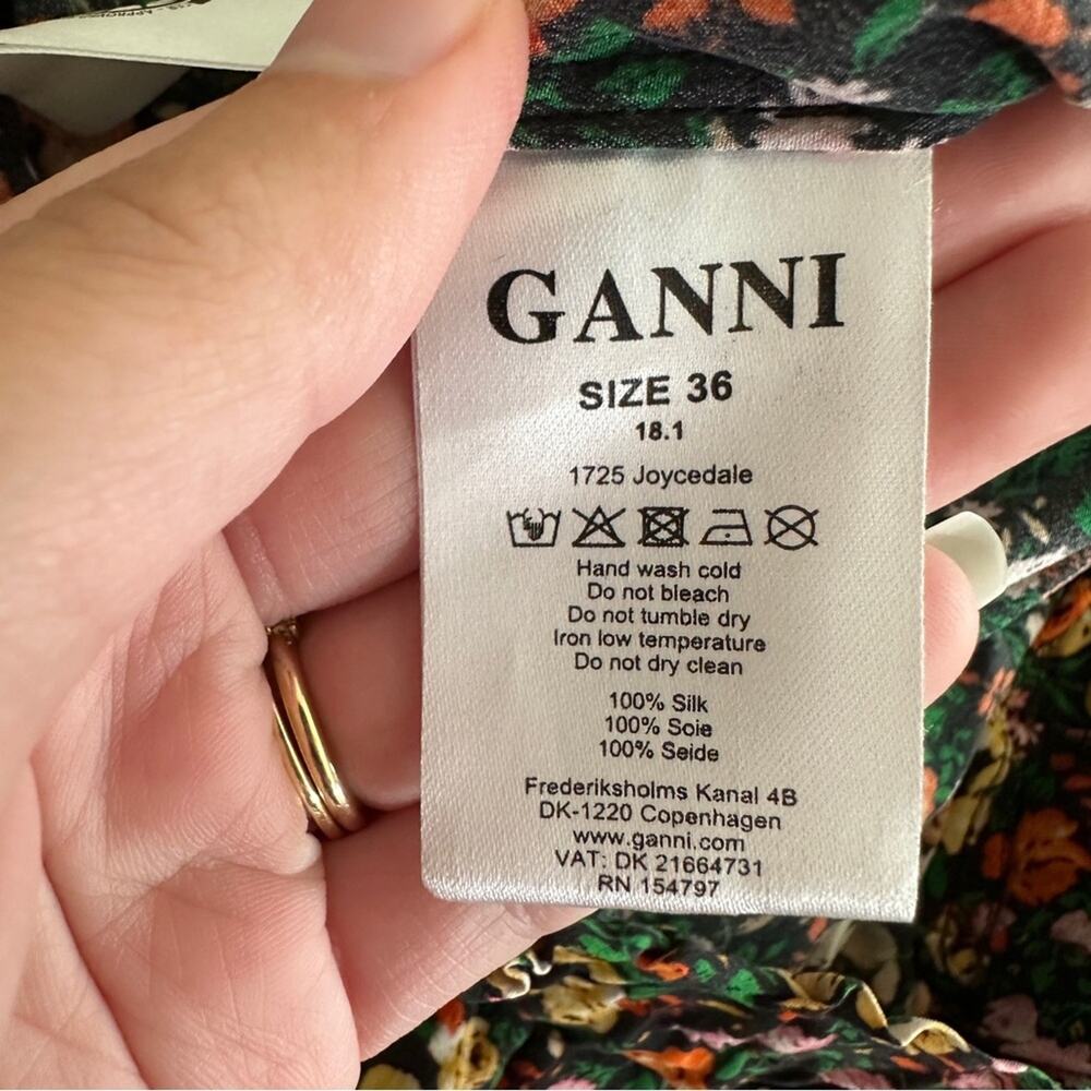 GANNI Joycedale Floral Silk Pants 36 Small - Picture 5 of 7